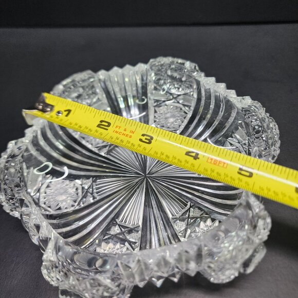 Vintage American Brilliant Crystal Clear Cut Glass Relish Trinket Dish - Picture 8 of 8